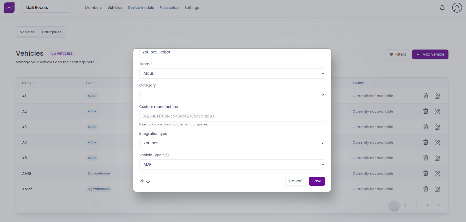 select integration type